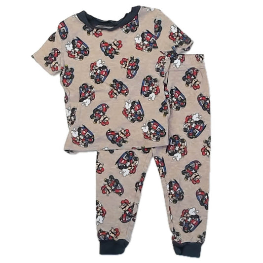Mario Kart Boys Tan | Navy 2-piece Pajamas Size: 2T Tan | Navy