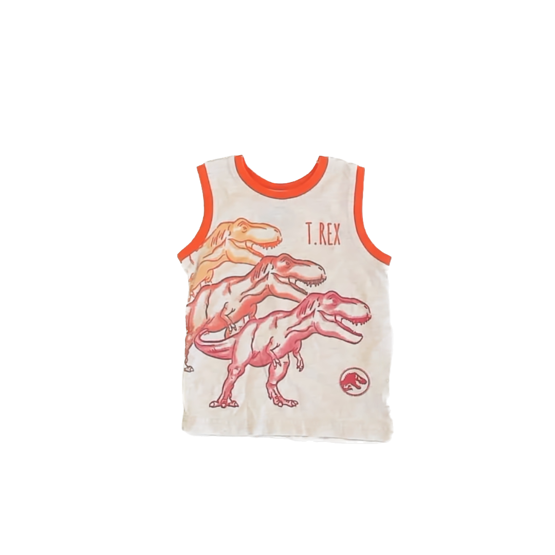 Jurassic Park Boys Tan | Orange Tank Top Size: 2T Tan | Orange