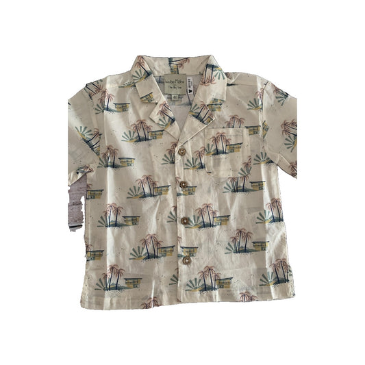 Louise Misha Boys Tan | Pattern Button Down Short Sleeve Size: 4T Tan | Pattern