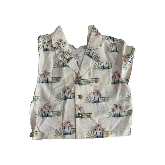 Louise Misha Boys Tan | Pattern Button Down Short Sleeve Size: 12M Tan | Pattern