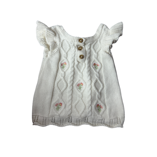 Nicole Miller Girls Tan | Pink floral T-Shirt Size: 12-18 months Tan | Pink floral