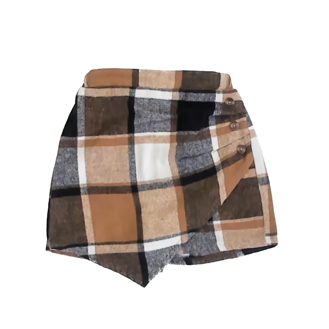 Unknown Girls Tan Plaid Skirt Size: 6-7 years Tan Plaid
