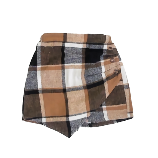 Unknown Girls Tan Plaid Skirt Size: 6-7 years Tan Plaid