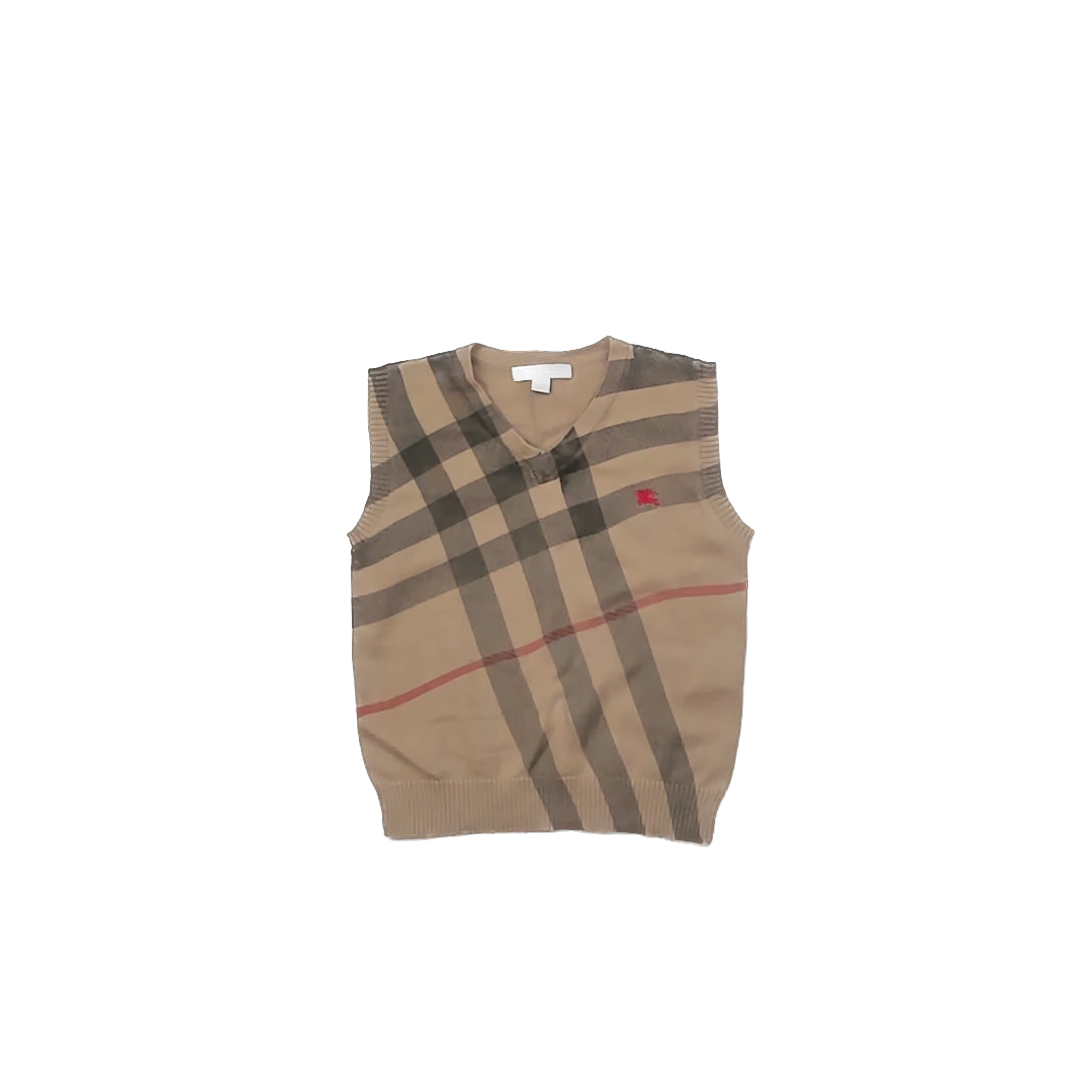 Burberry Boys Tan Plaid Sweater Vest Size: 3T Tan Plaid