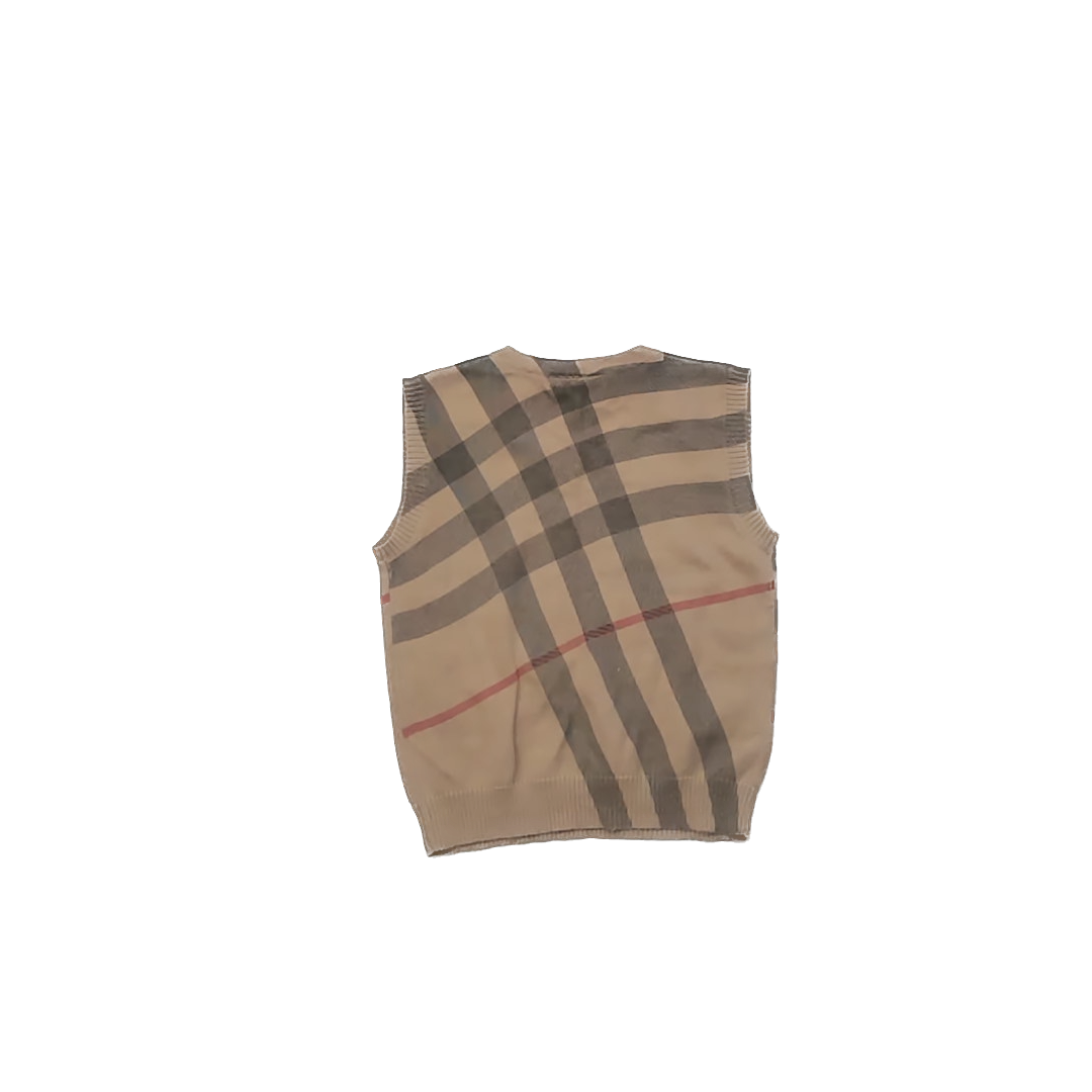 Burberry Boys Tan Plaid Sweater Vest Size: 3T Tan Plaid