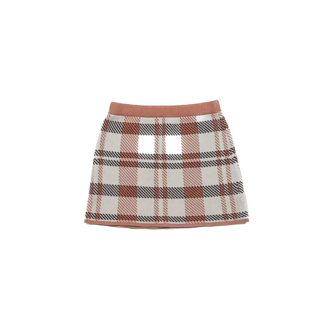 Unknown Girls Tan Plaid Skirt Size: S (5-6 Years) Tan Plaid