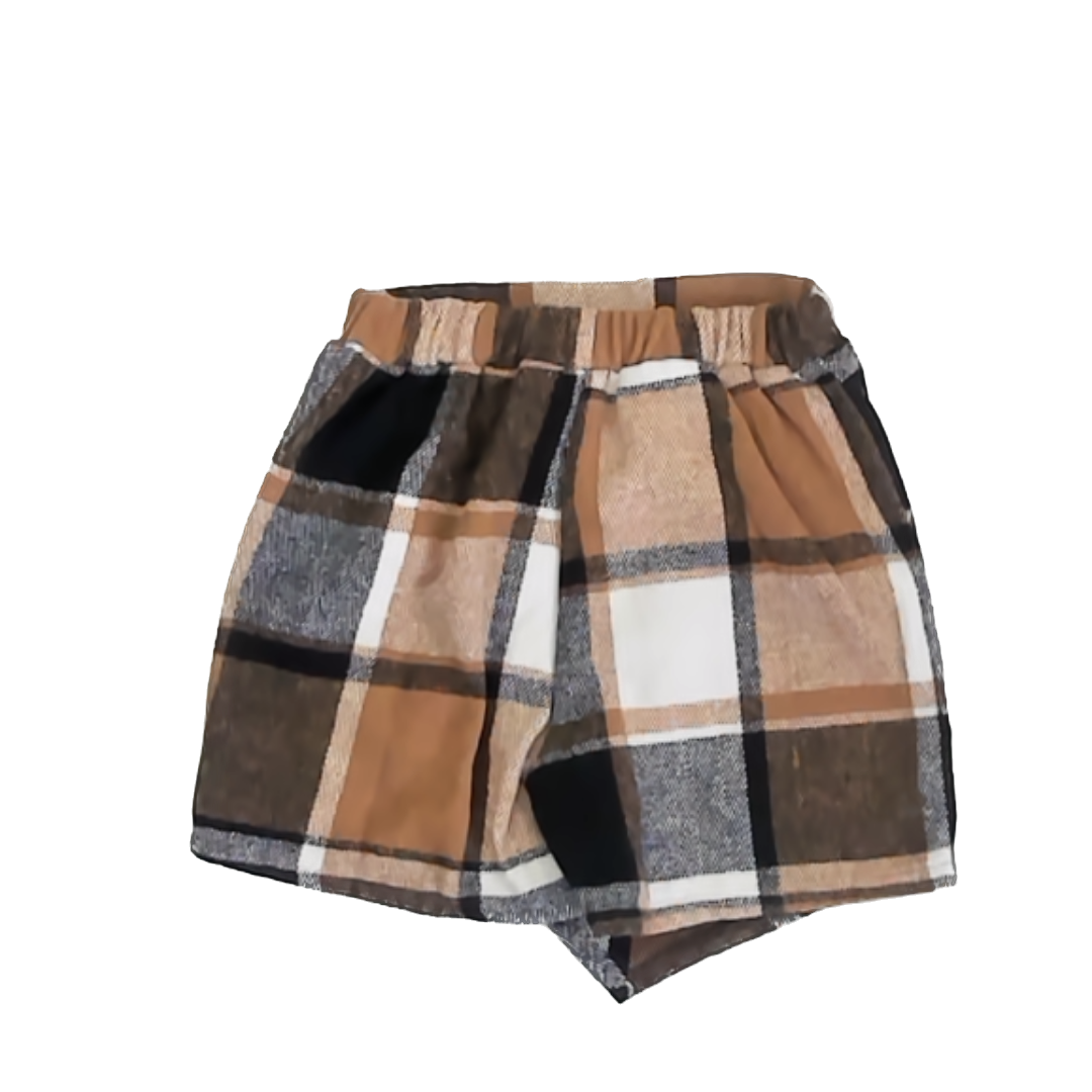 Unknown Girls Tan Plaid Skirt Size: 6-7 years Tan Plaid