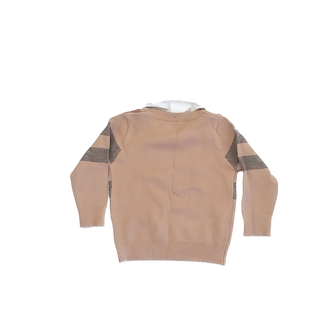 Little Good Humans Boys Tan | Red | Black Plaid Sweater Size: 4T Tan | Red | Black Plaid