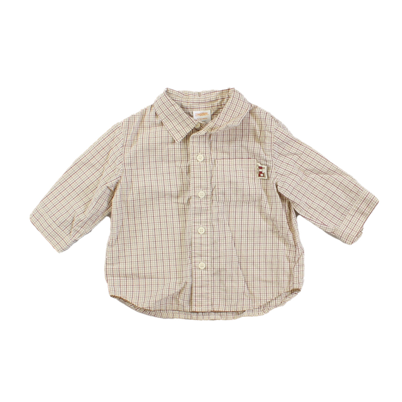 Gymboree Boys Tan | Red Button Down Long Sleeve Size: 6-12 Months Tan | Red