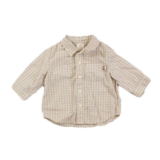 Gymboree Boys Tan | Red Button Down Long Sleeve Size: 6-12 Months Tan | Red
