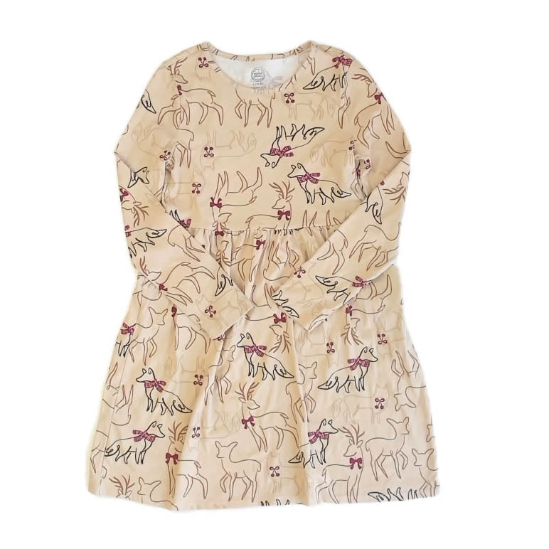 Wonder Nation Girls Tan Reindeer Dress Size: 10-12 Years Tan Reindeer