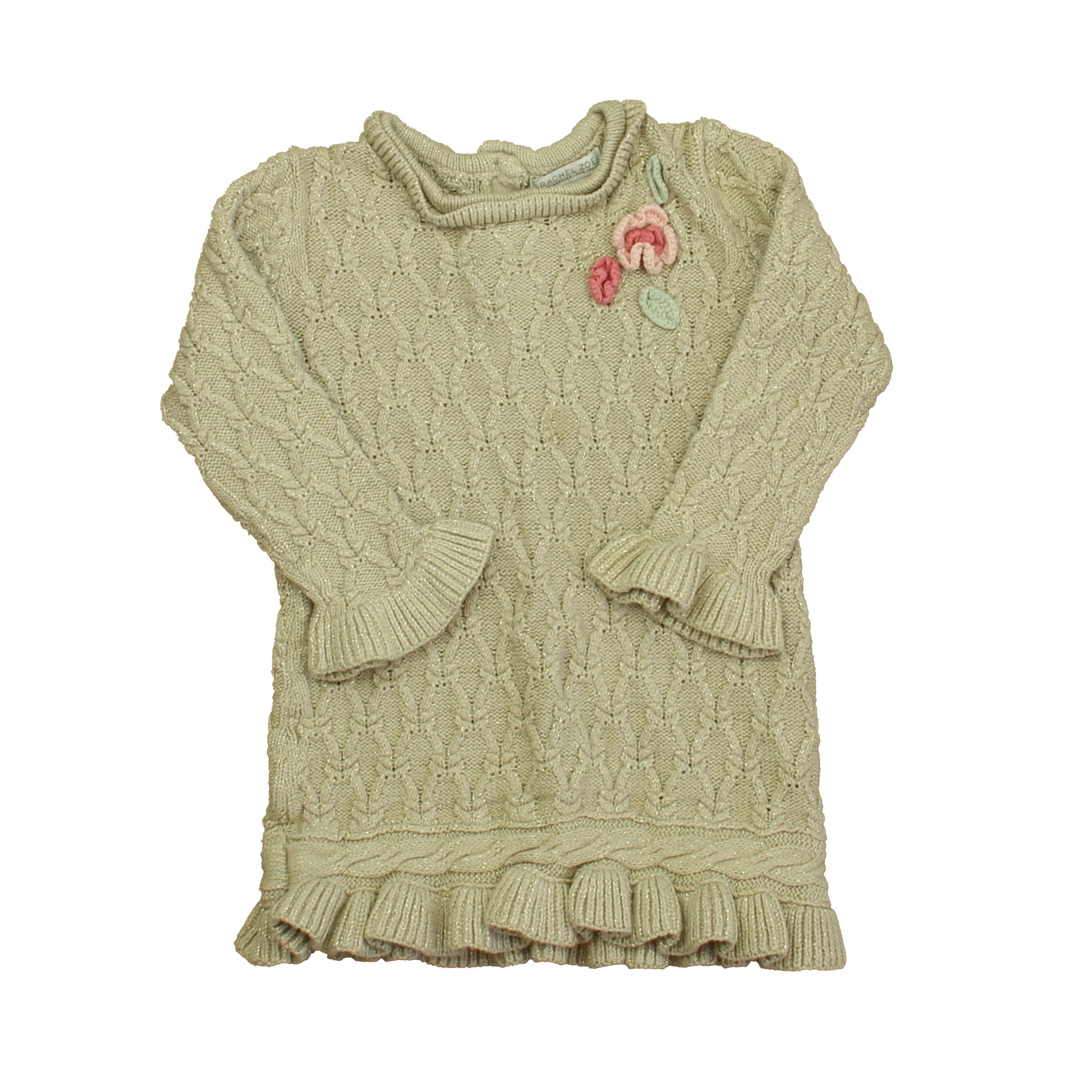 Rachel Zoe Girls Tan Sparkle Sweater Dress Size: 18 Months Tan Sparkle