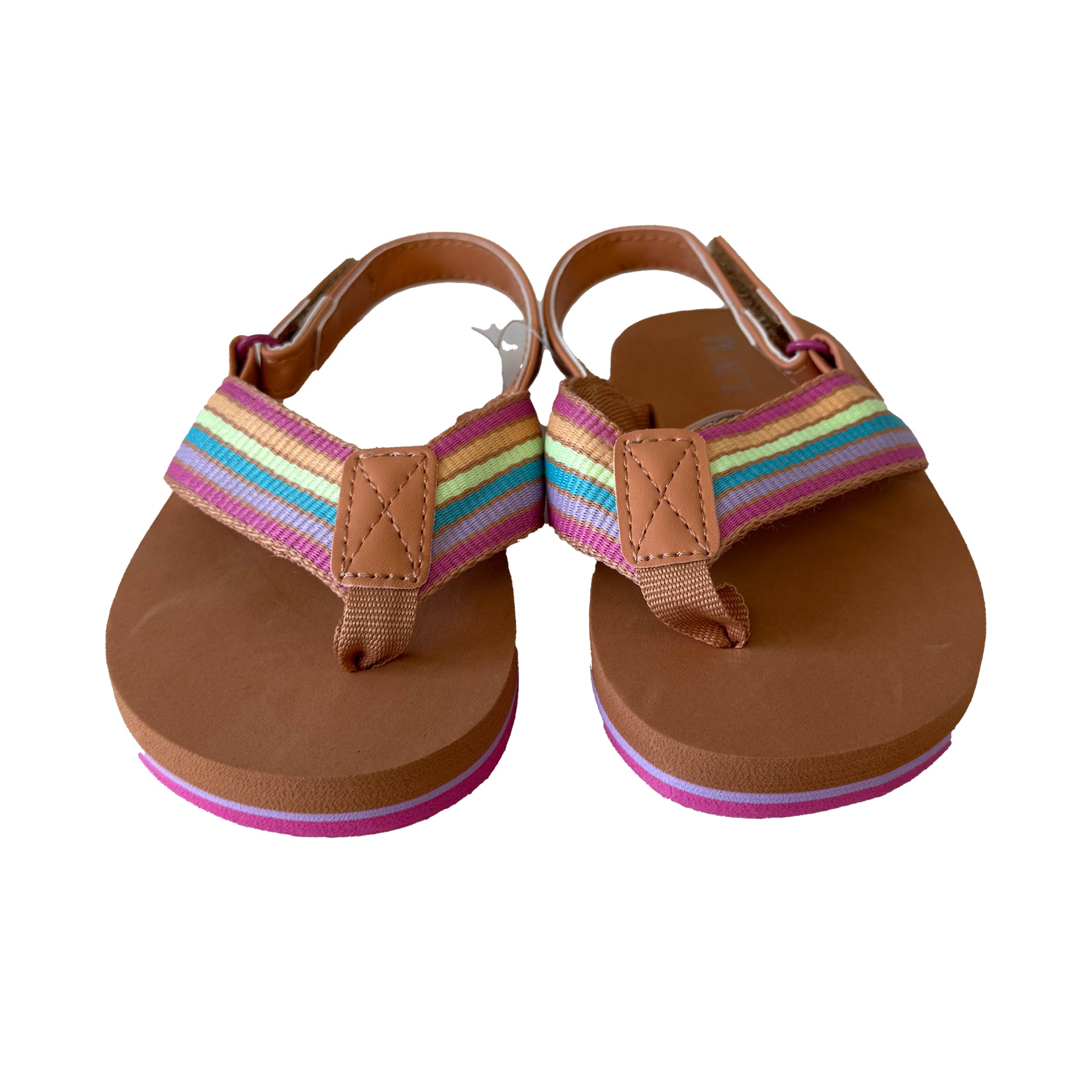 The Children's Place Girls Tan Stripe Flip Flops Size: 6-7 Toddler Tan Stripe