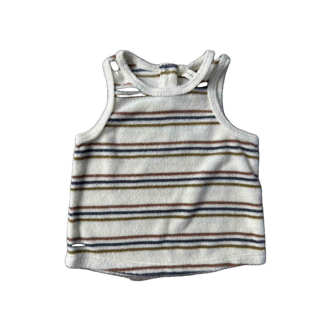 Quincy Mae Unisex Tan | Stripe Tank Top Size: 3-6 months Tan | Stripe