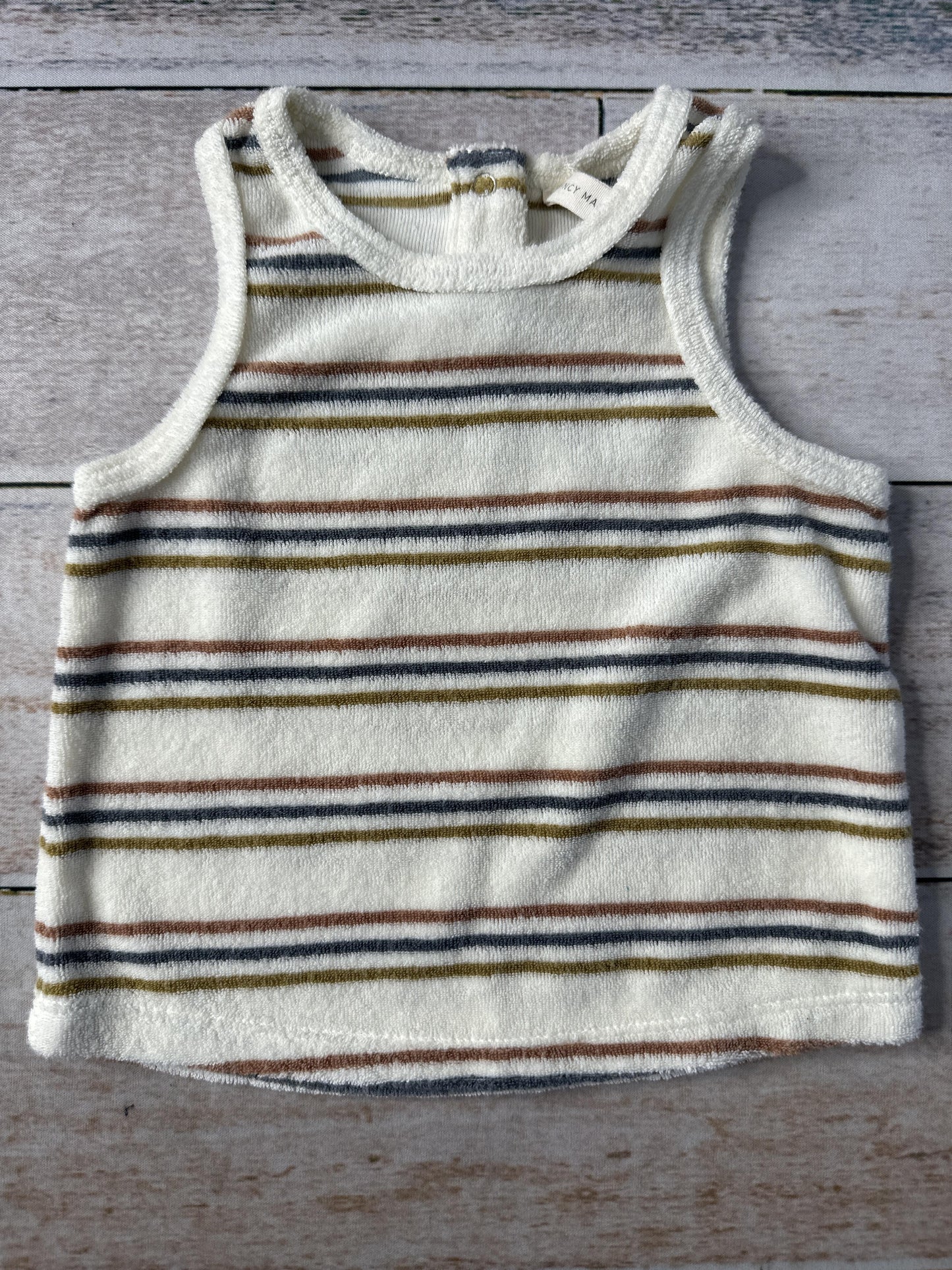 Quincy Mae Unisex Tan | Stripe Tank Top Size: 3-6 months Tan | Stripe