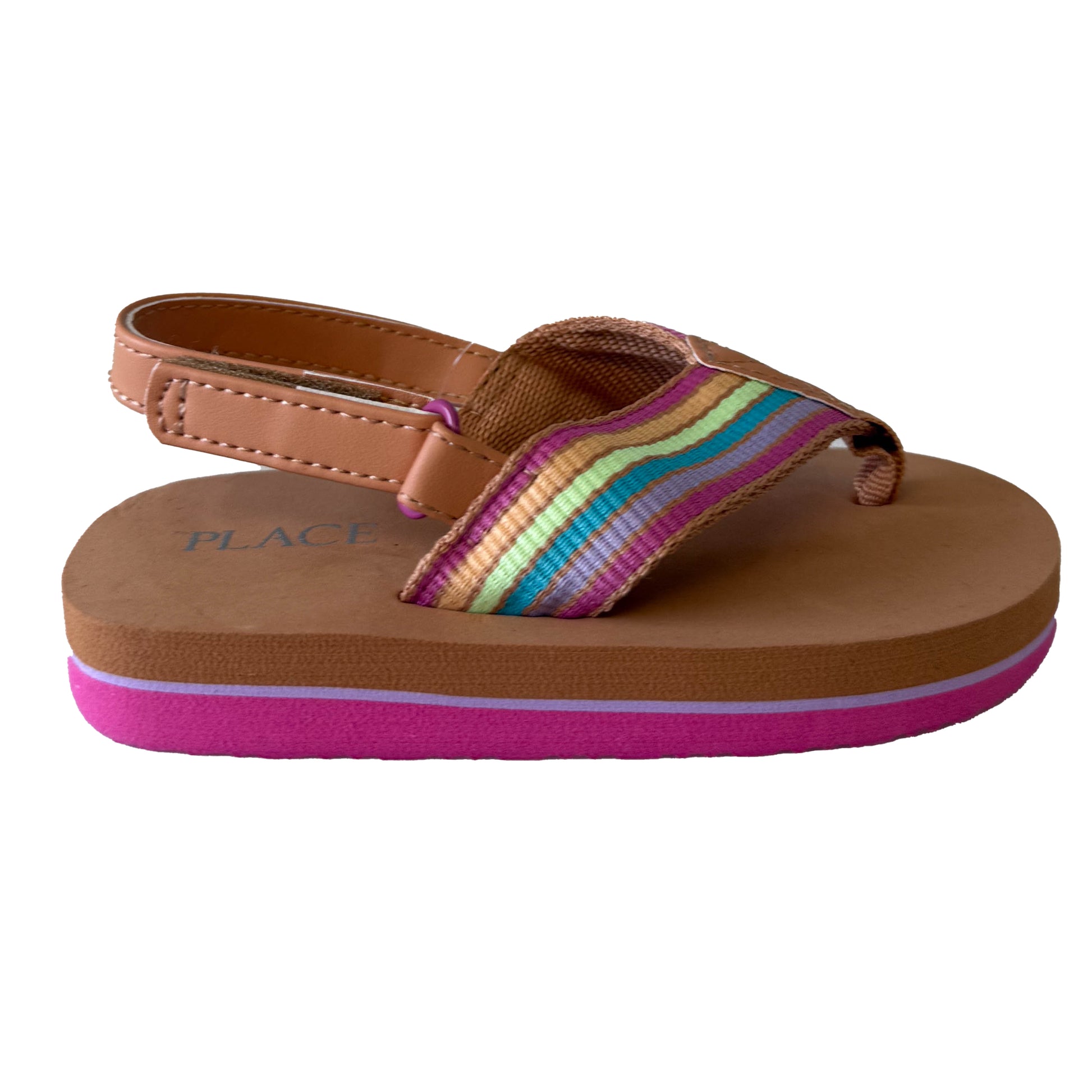 The Children's Place Girls Tan Stripe Flip Flops Size: 6-7 Toddler Tan Stripe