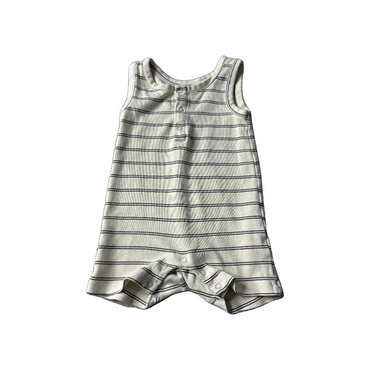 Colored Organics Boys Tan | Striped Romper Size: 6-12 months Tan | Striped