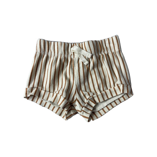 Colored Organics Unisex Tan | Striped Shorts Size: 6-12 months Tan | Striped