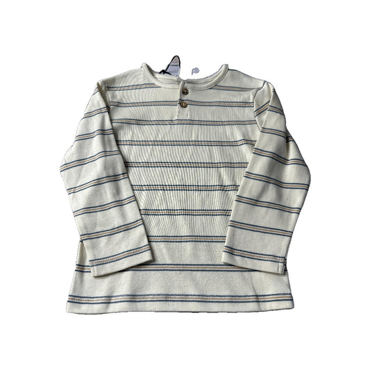 Colored Organics Boys Tan | stripped Long Sleeve Shirt Size: 3T Tan | stripped