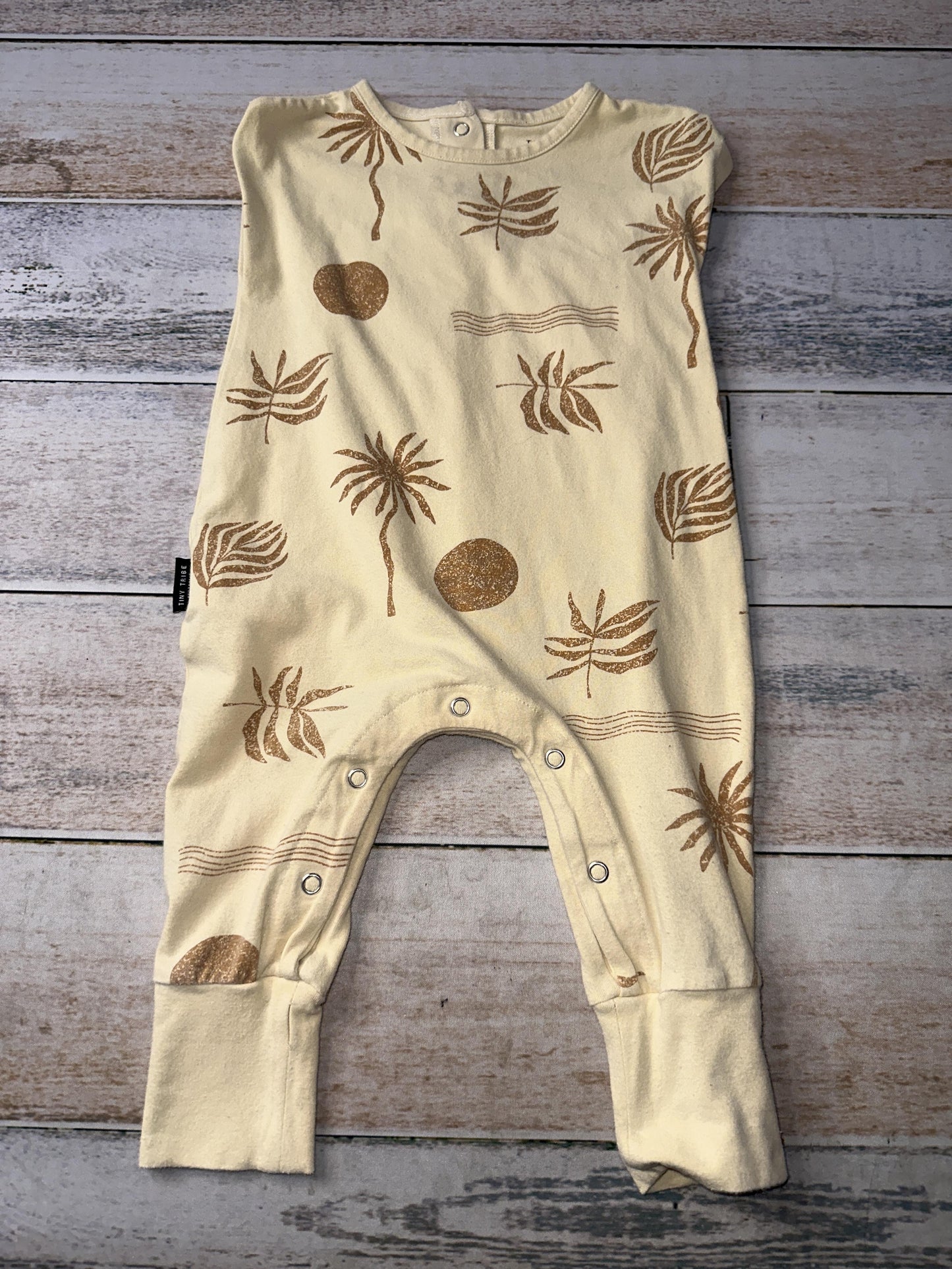 Tiny Tribe Unisex Tan | Tropical Romper Size: 12-18 months Tan | Tropical