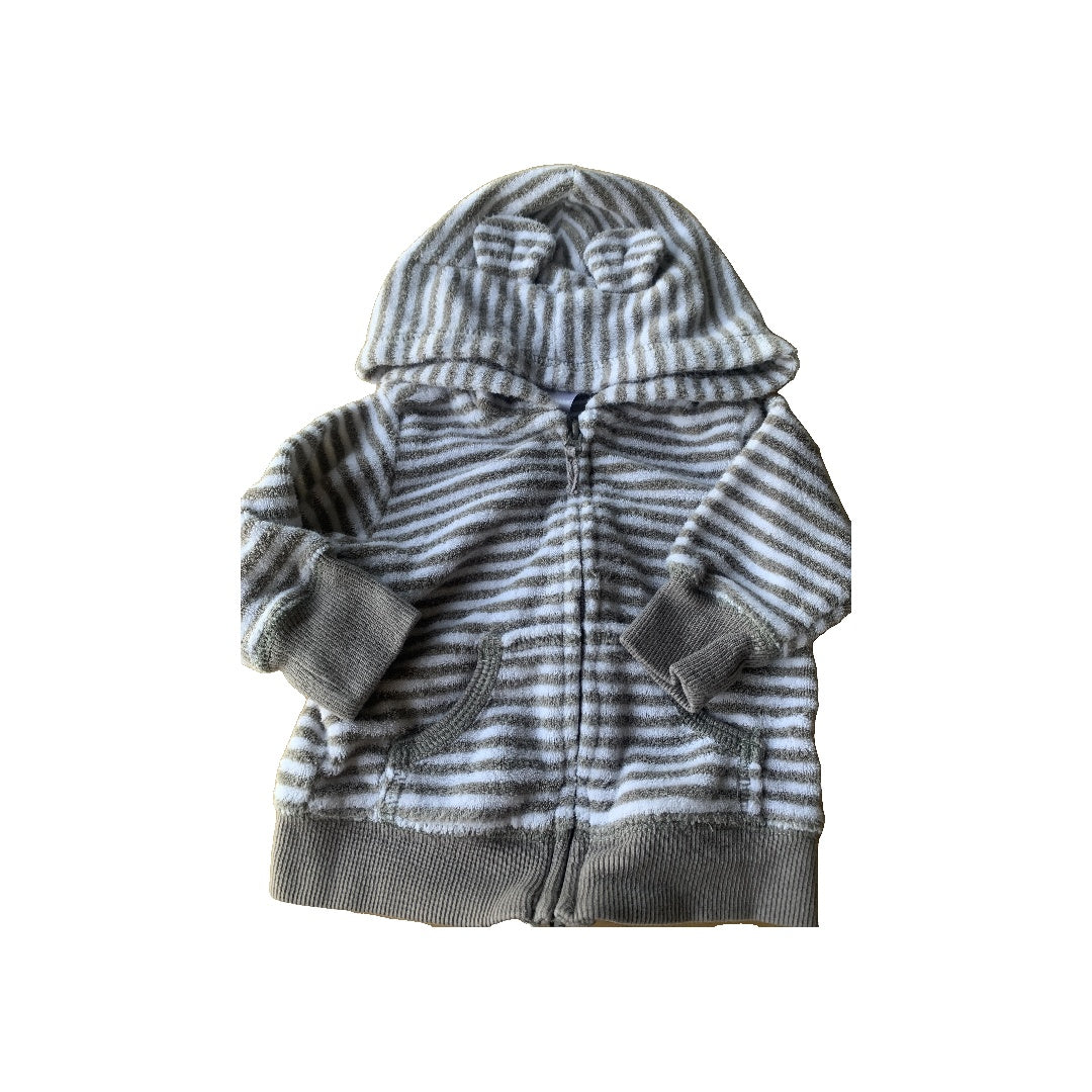 Boys Tan | White | Stripe Hoodie Size: 3 months Tan | White | Stripe