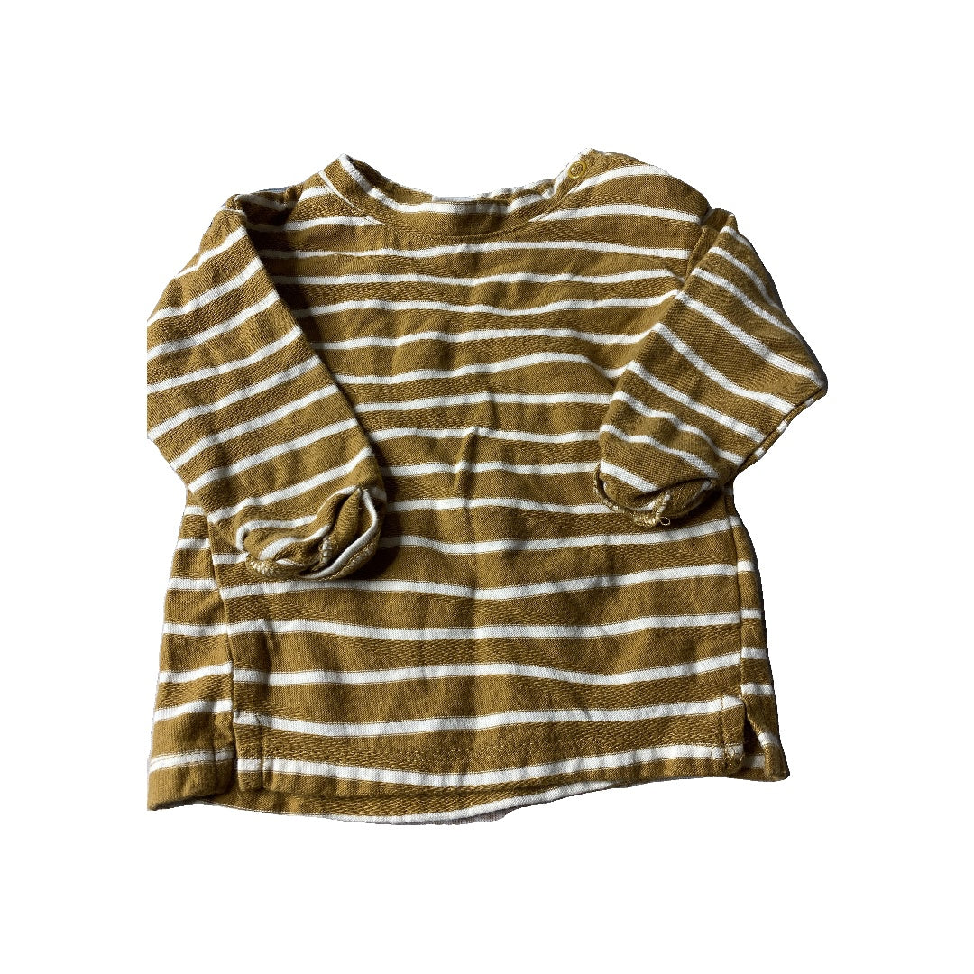 H&M Unisex Tan | White | Striped Long Sleeve T-Shirt Size: 3 months Tan | White | Striped