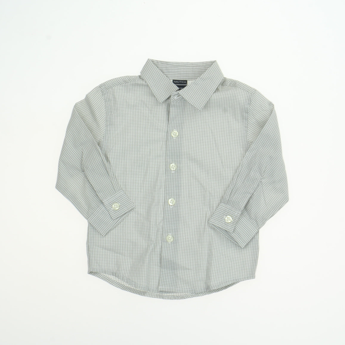 Nautica Boys Tan | White Button Down Long Sleeve Size: 18M Tan | White
