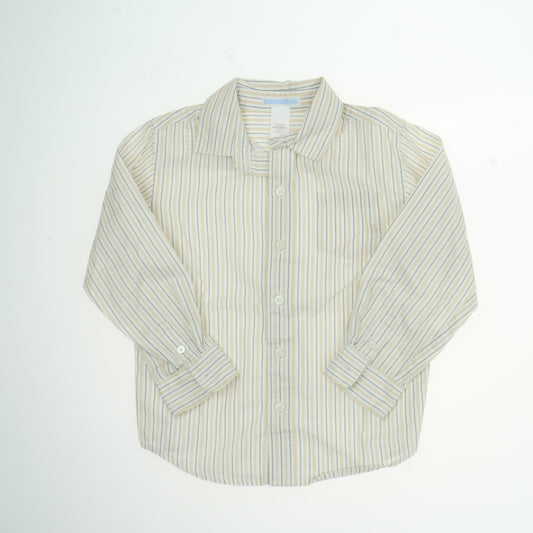 Janie and Jack Boys Tan | Yellow Stripes Button Down Long Sleeve Size: 4T