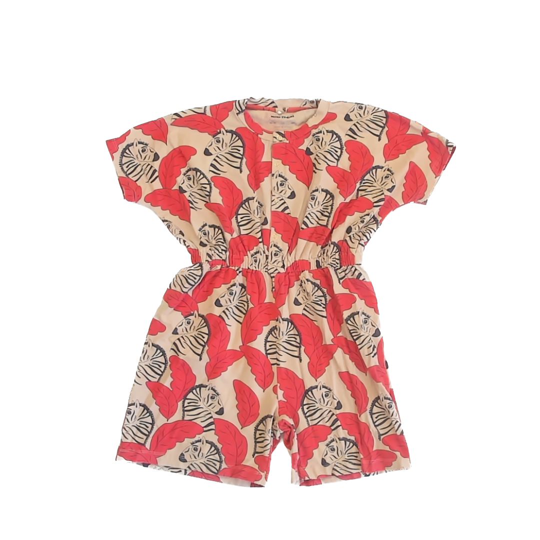 Mini Rodini Girls Tan Zebras Romper Size: 5-7 Years Tan Zebras