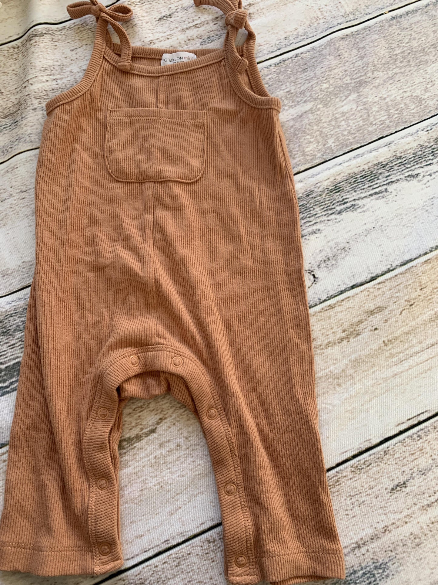 Grayson mini Girls Tan Romper Size: 3-6 months Tan