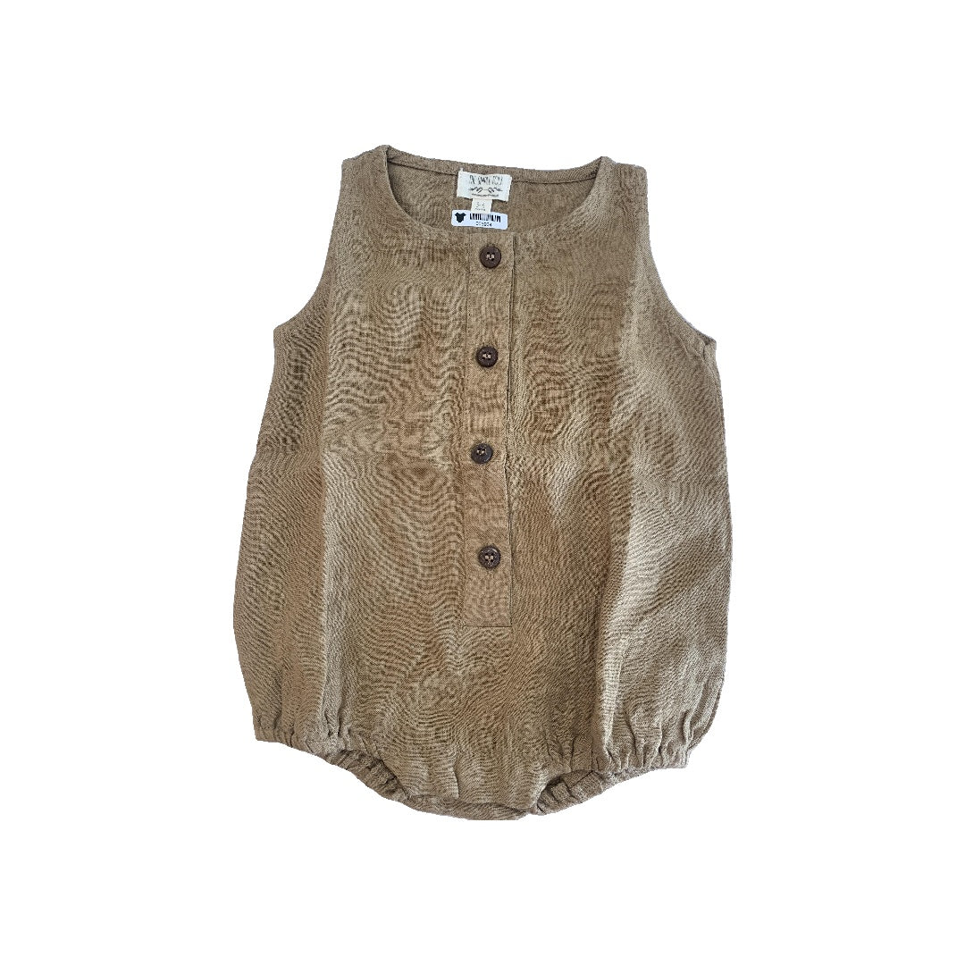 The Simple Folk Girls Tan Romper Size: 3-6 months Tan