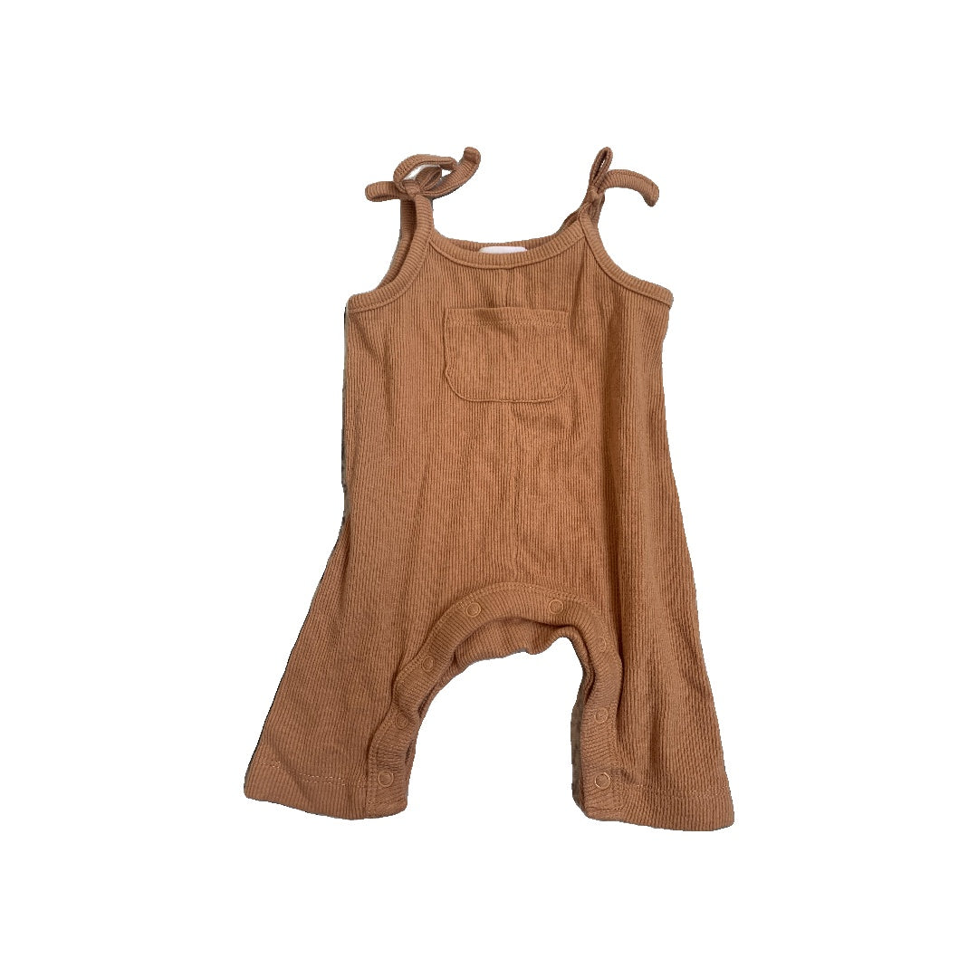 Grayson mini Girls Tan Romper Size: Newborn Tan