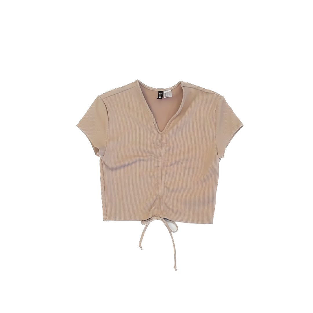 Divided Girls Tan Short Sleeve Shirt Size: S Tan