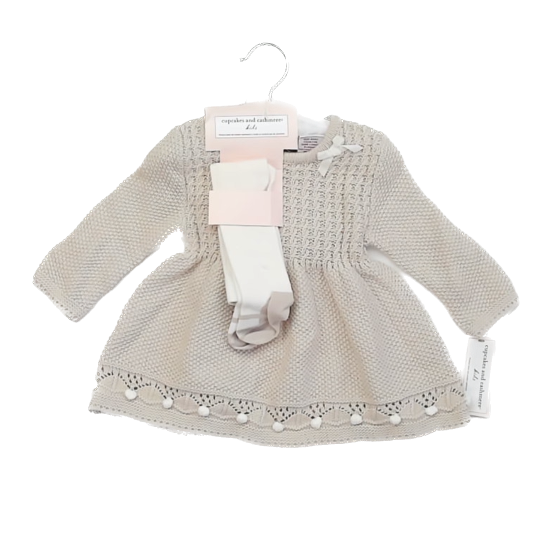 Cupcakes & Cashmere Girls Tan Apparel Sets Size: 3-6 Months Tan