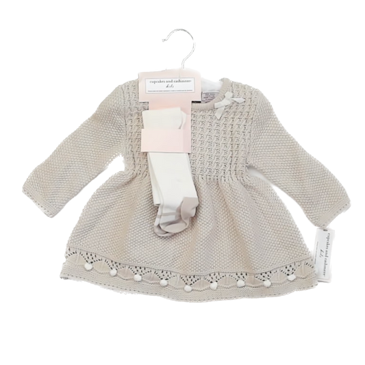 Cupcakes & Cashmere Girls Tan Apparel Sets Size: 3-6 Months Tan