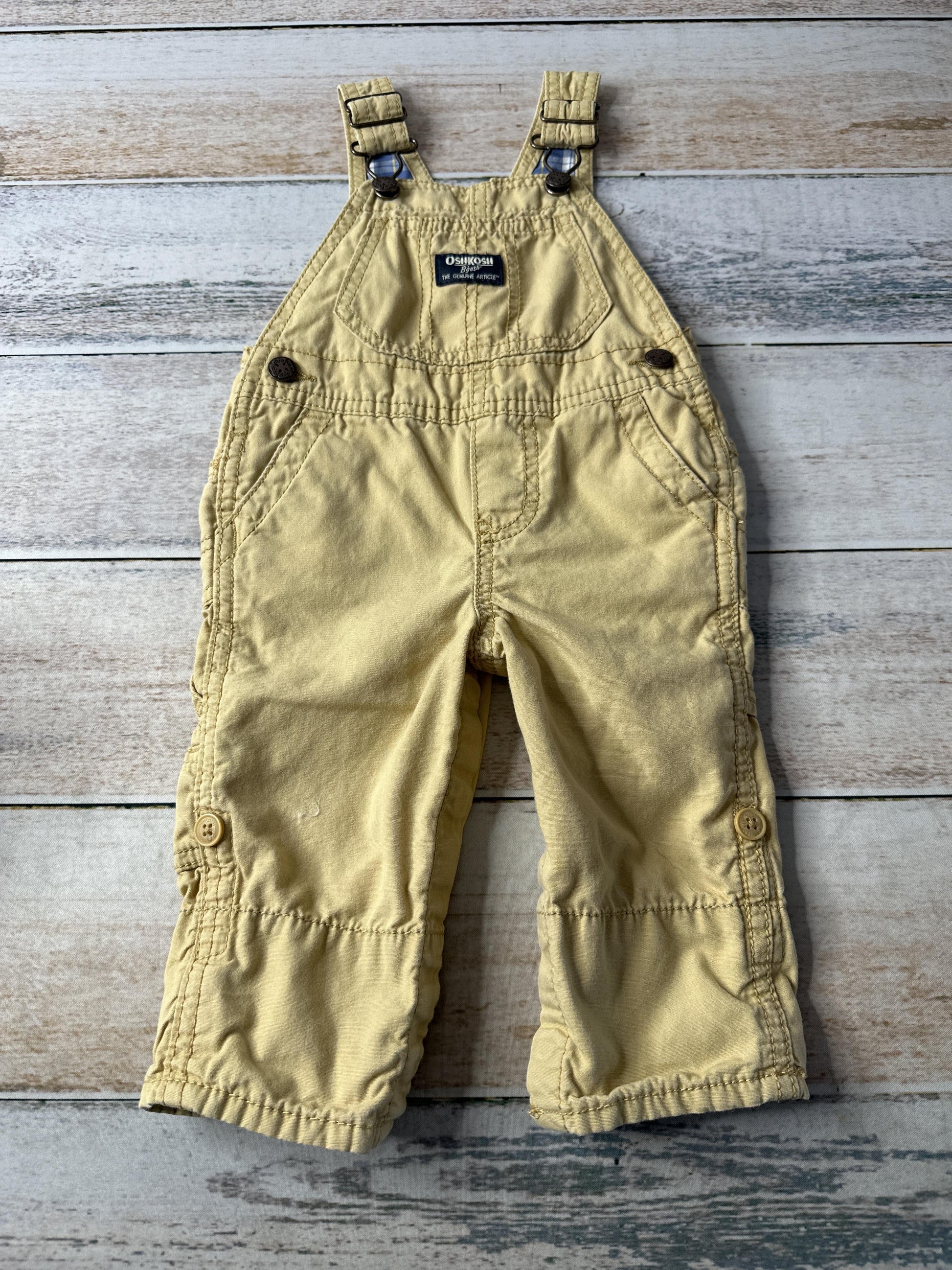 OshKosh Boys Tan Overalls Size: 9 months Tan