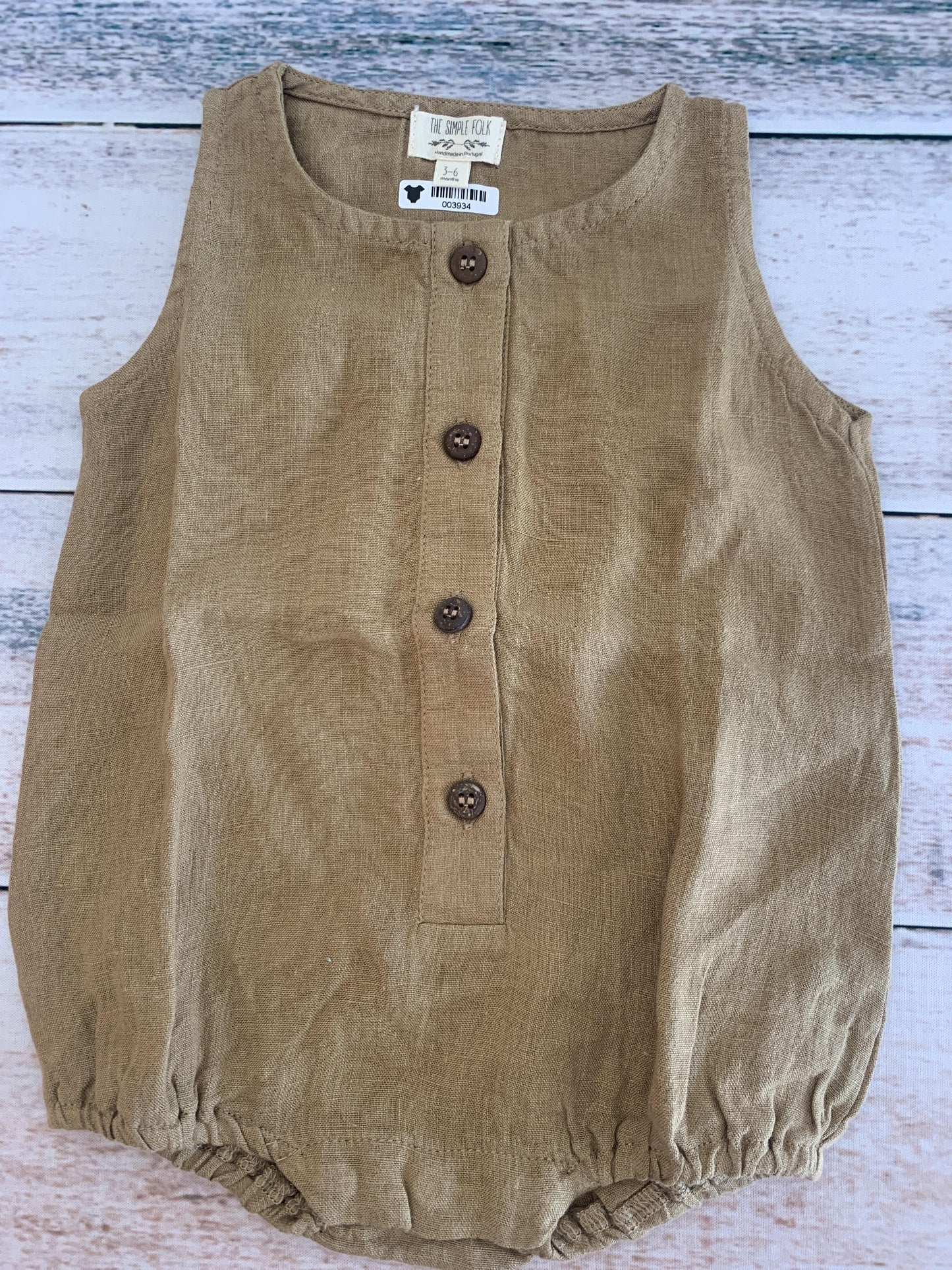 The Simple Folk Girls Tan Romper Size: 3-6 months Tan