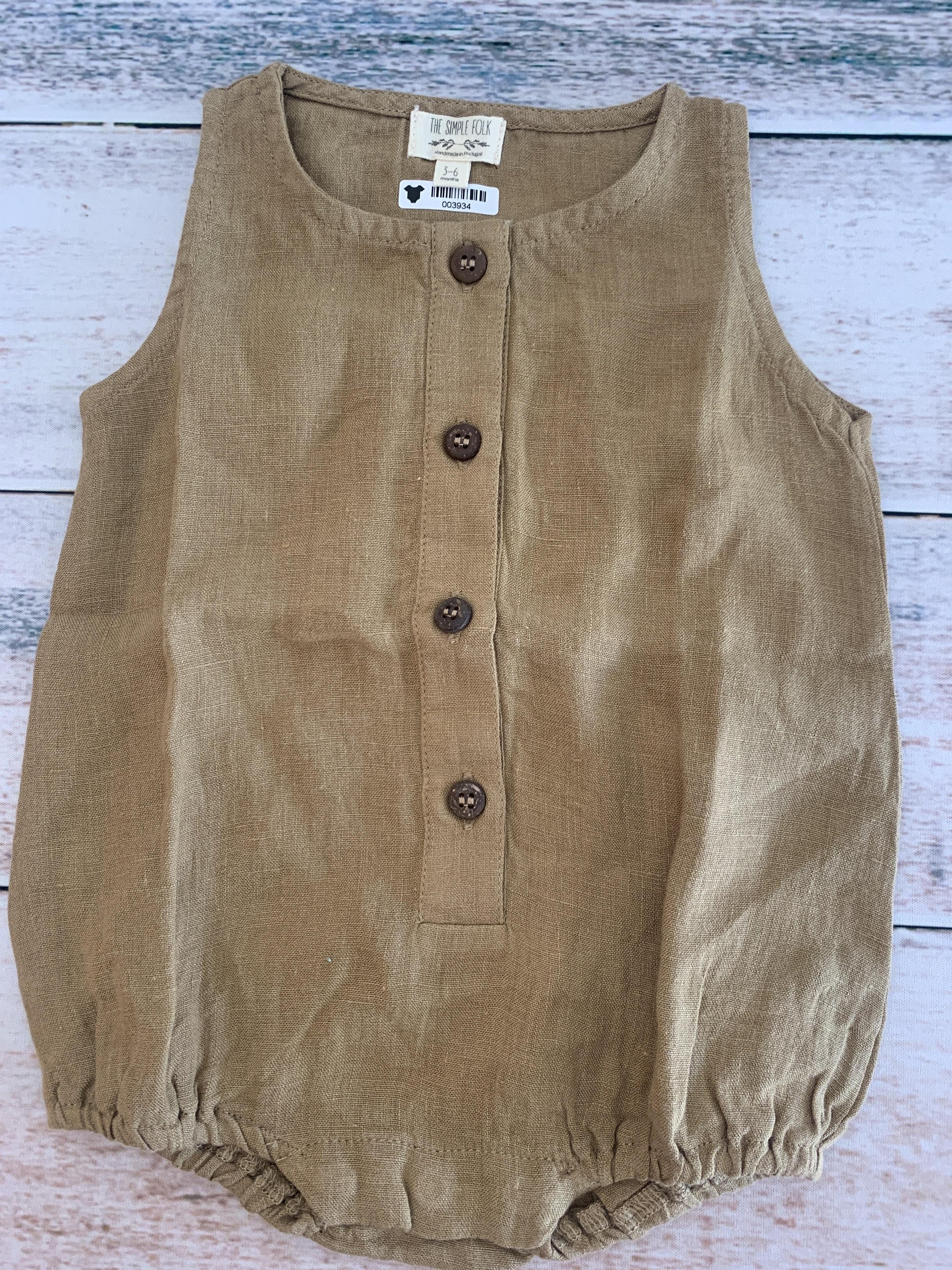 The Simple Folk Girls Tan Romper Size: 3-6 months Tan