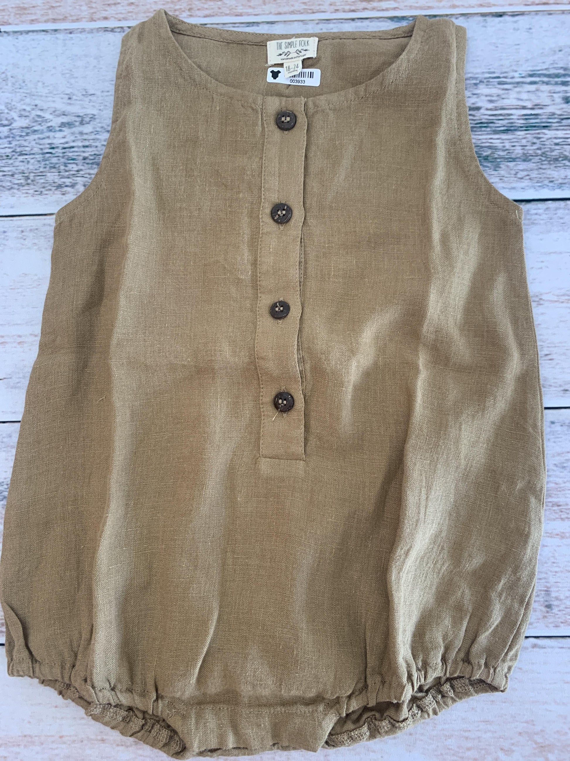 The Simple Folk Girls Tan Romper Size: 18-24 months Tan