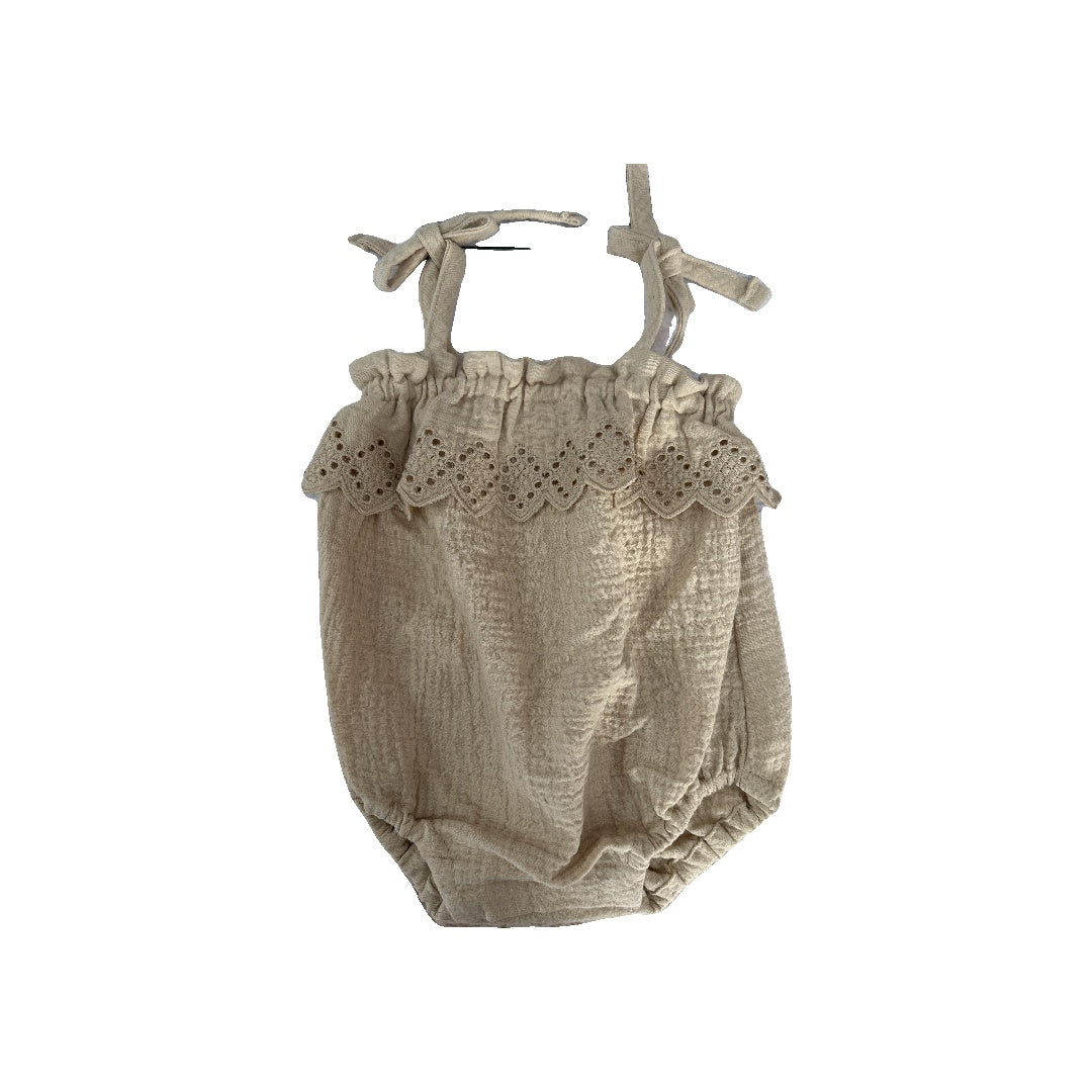 Rylee + Cru Girls Tan Romper Size: 0-3 months Tan