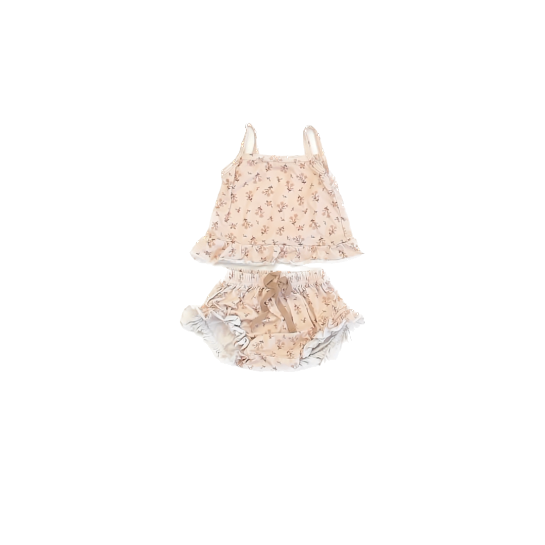 Little & Fern Girls Tan Apparel Sets Size: 6-12 Months Tan