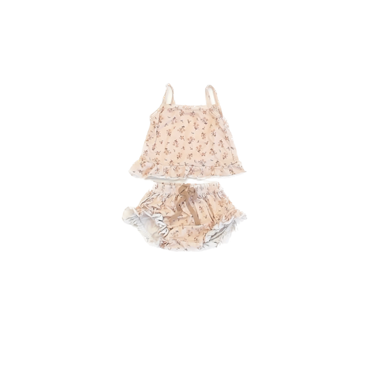 Little & Fern Girls Tan Apparel Sets Size: 6-12 Months Tan