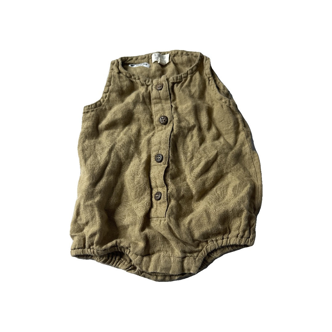 The Simple Folk Girls Tan Romper Size: 0-3 months Tan