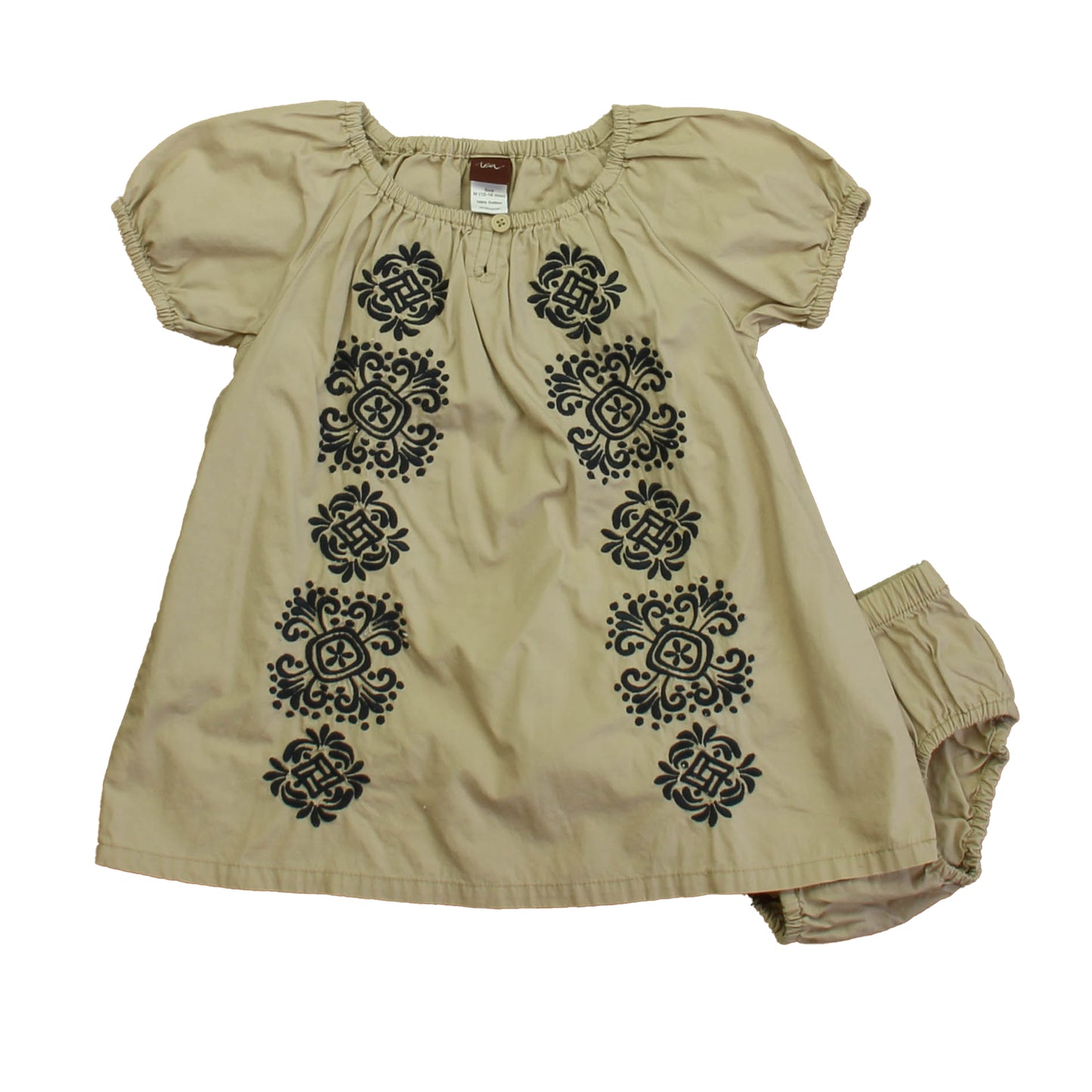 Tea Girls Taupe | Black Dress Size: 12-18 Months