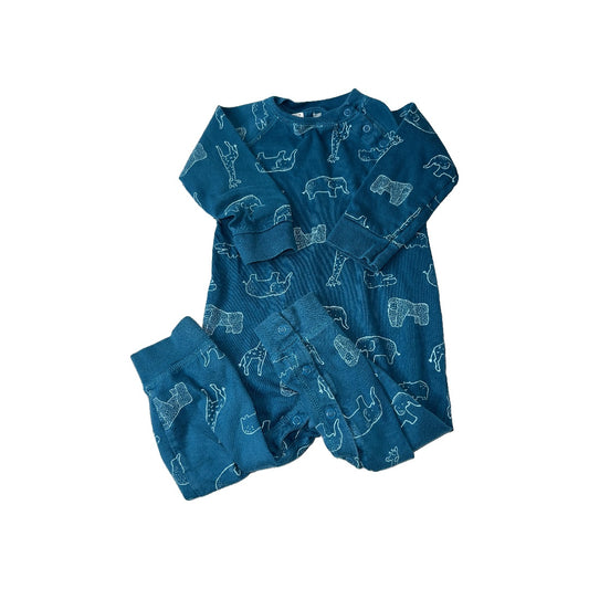 Just Born Boys Teal | animals Long Sleeve Outfit Size: 18 months Teal | animals