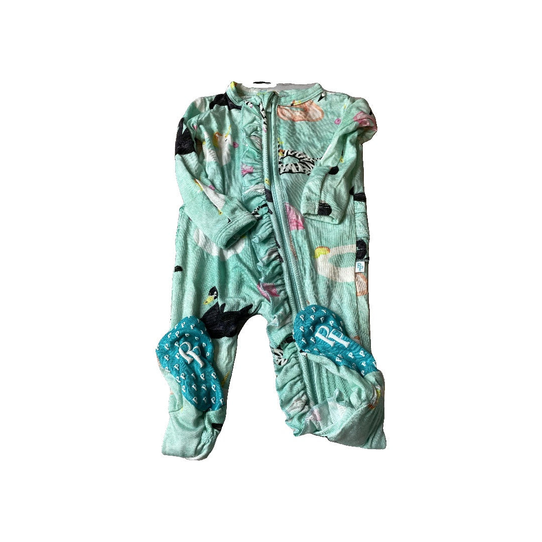 Posh Peanut Girls Teal | animals Pajamas Size: Newborn Teal | animals