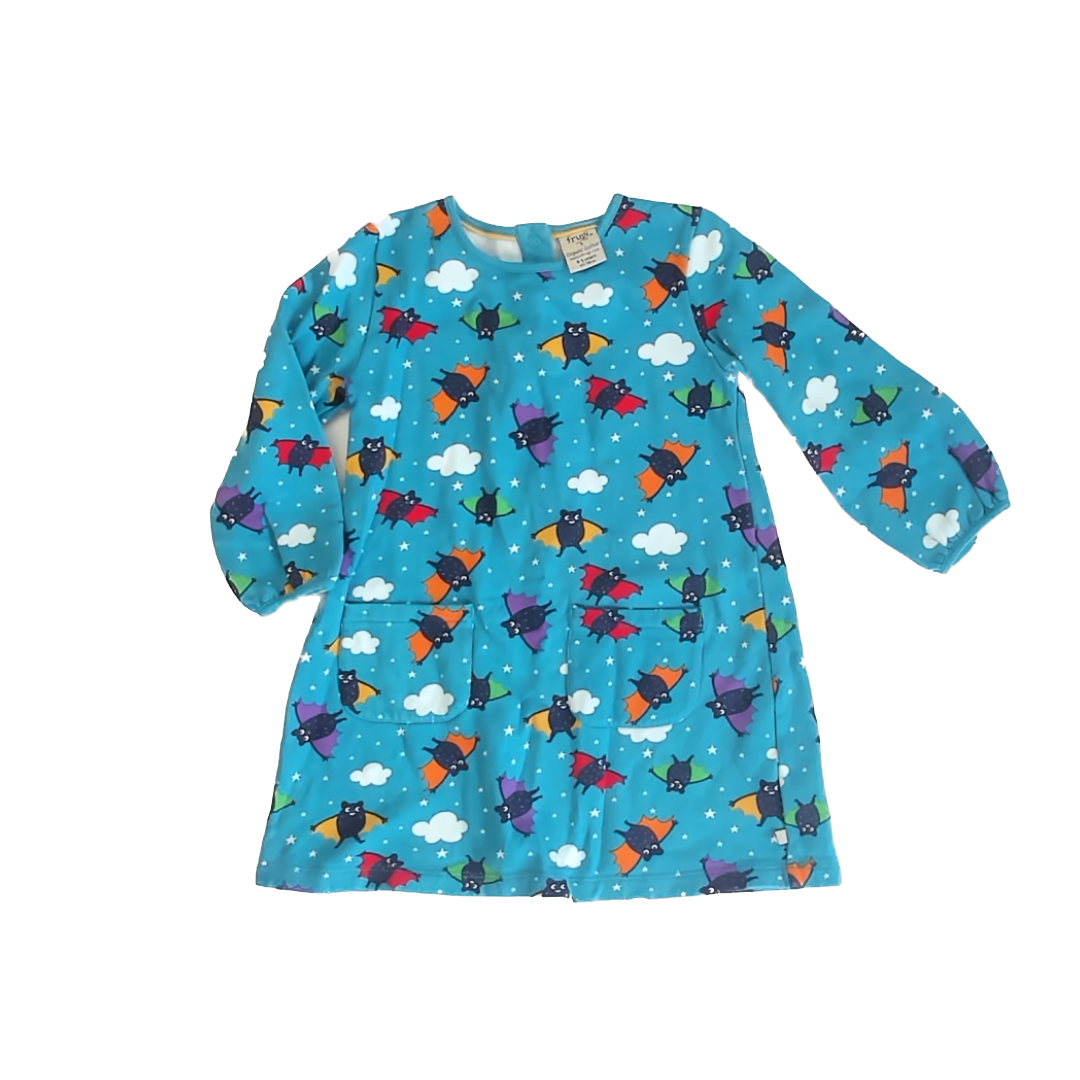 Frugi Girls Teal Bats Dress Size: 4-5 Years Teal Bats