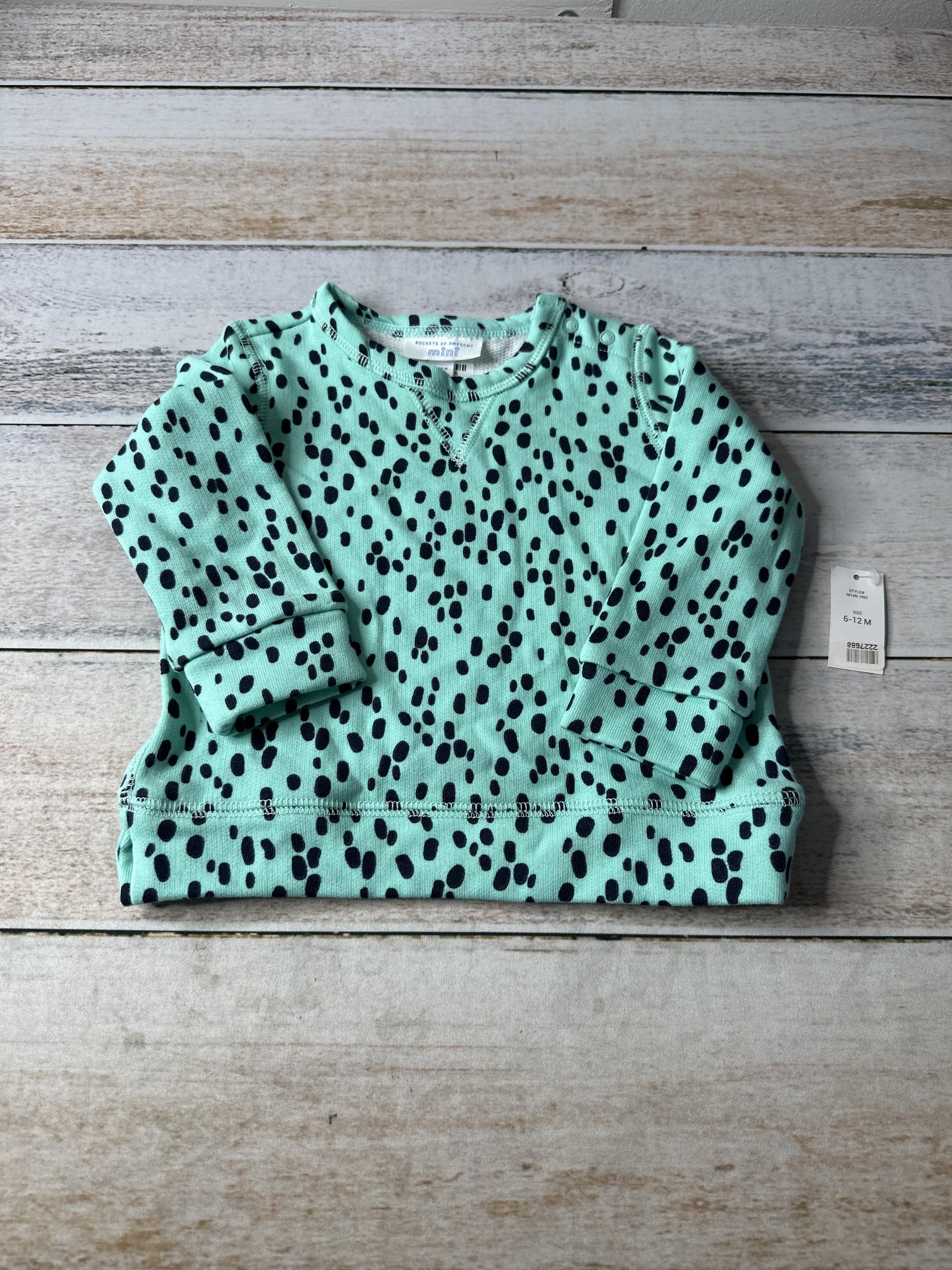 Rockets of Awesome Girls Teal | Black | Animal Print Sweater Size: 6-12 months Teal | Black | Animal Print