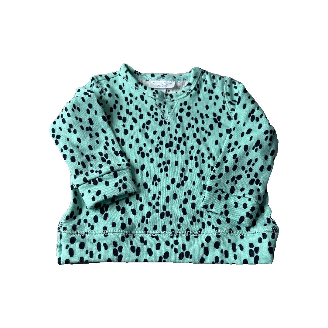 Rockets of Awesome Girls Teal | Black | Animal Print Sweater Size: 12-18 months Teal | Black | Animal Print