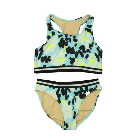 Rockets Of Awesome Girls Teal | Black | White 2-piece Swimsuit Size: 14 Years